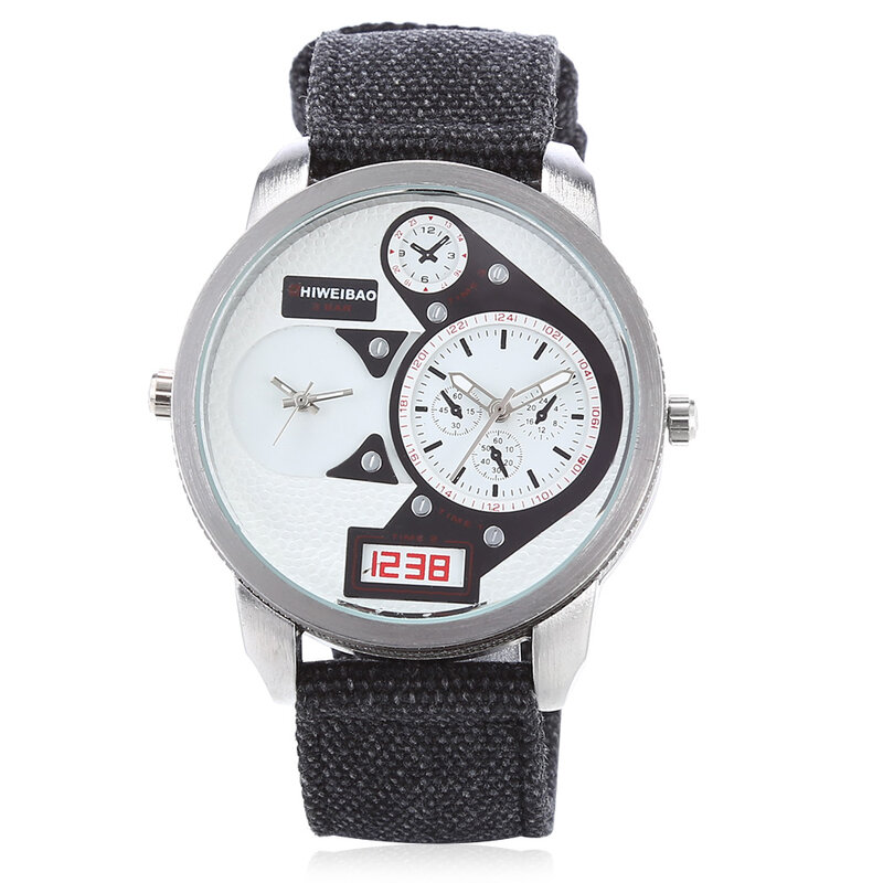 Cooles Design Herren Uhren Casual Quarz Armbanduhr Für Männer Dual Time Zonen Military Relogio Masculino Leinwand Band Sport Uhr