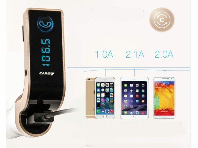 GUBANG – transmetteur FM mains libres, lecteur MP3, chargeur USB, G7, LED bleu, Bluetooth