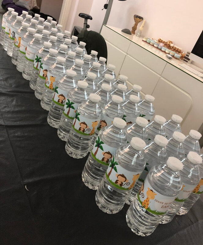 Decoração de garrafa de água safári da selva, etiqueta com forro de água para festa de aniversário de crianças decoração de animais da selva, chá de bebê