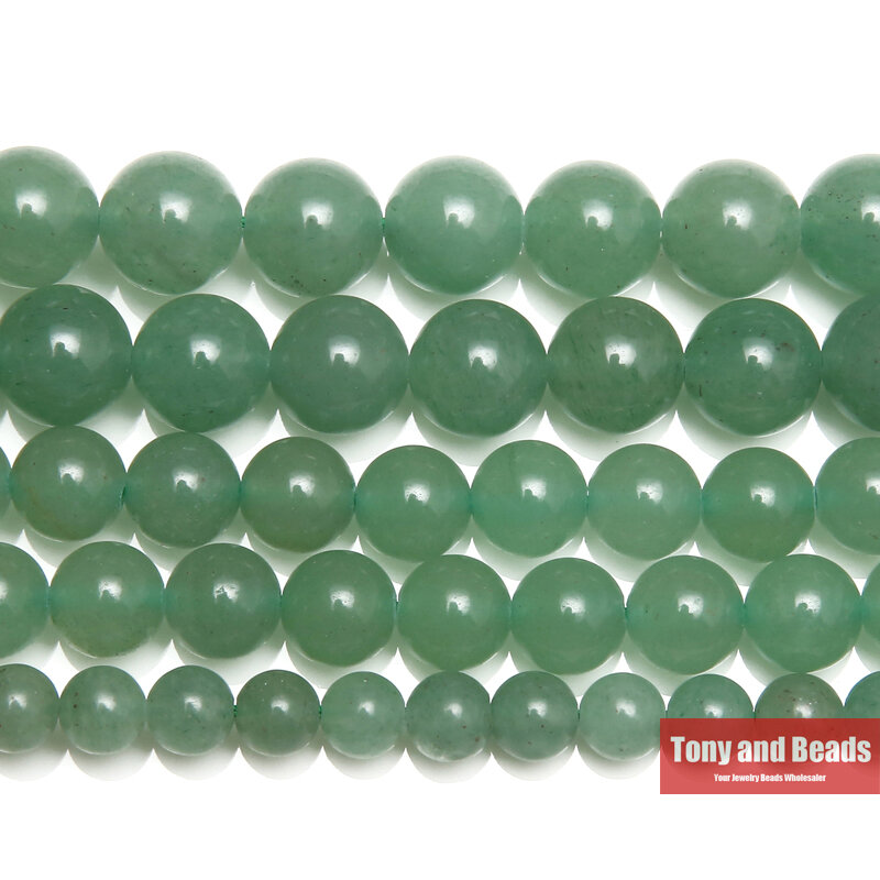 Naturalny kamień zielony awenturyn okrągły luźne koraliki 15 "Strand 4 6 8 10 12 14MM Pick rozmiar do tworzenia biżuterii AB15