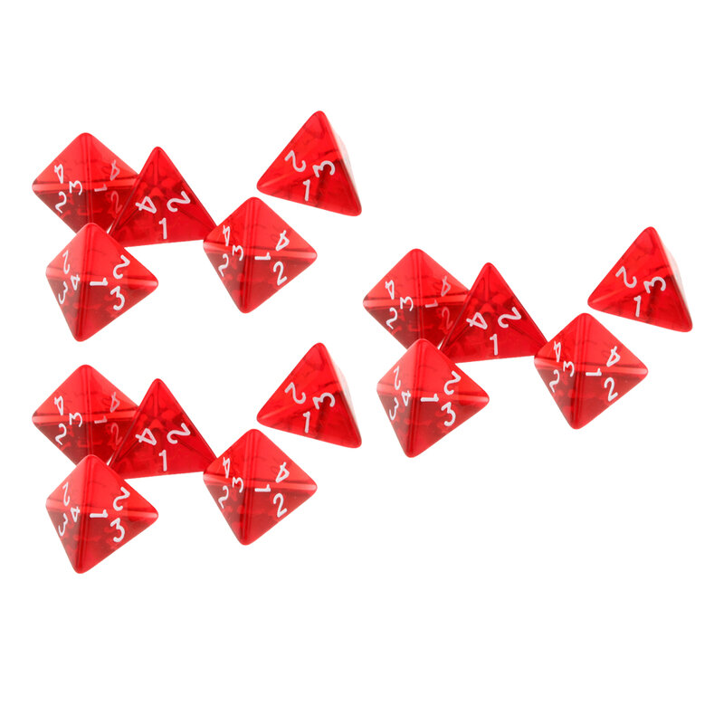 Pack 15 Gem Multi-Sided Dices Polyhedral Dice Set D4 D&D TRPG Game Red Dice Set for Cup Game Colored Acrylic Dice