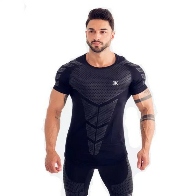 2018 verano nueva camiseta para hombre gyms Fitness culturismo Moda hombre ropa corta de algodón camiseta de marca