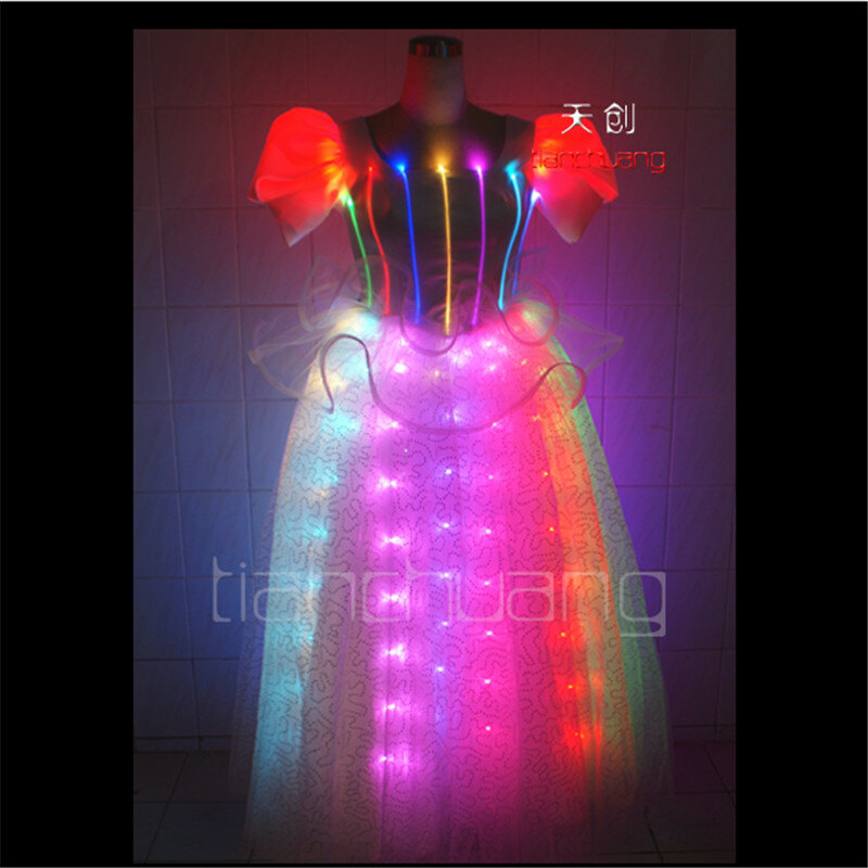 Gaun Dansa Led Bisa Diprogram Penuh Warna Kostum Penyanyi Ballroom Memakai Pakaian Pertunjukan Panggung Pernikahan Disko Pencahayaan Warna-warni