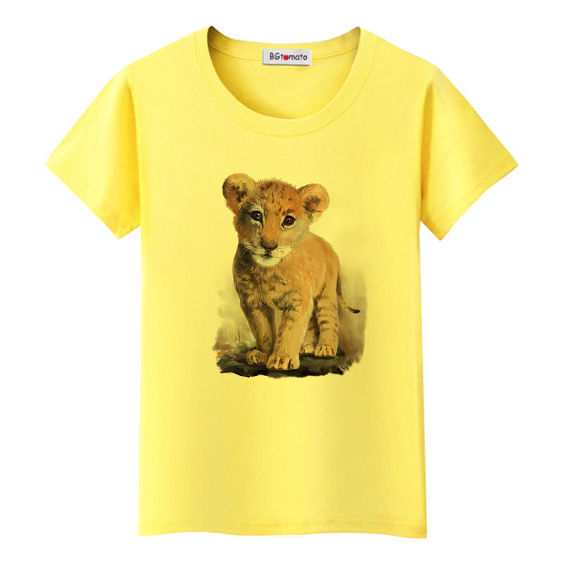 Женская футболка BGtomato с 3D принтом в виде милого льва, Лидер продаж, топы с животным принтом, хорошее качество, мягкие удобные повседневные рубашки