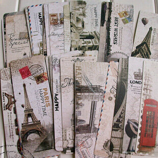 จัดส่งฟรี30Pcs ฉากยุโรป Vintage ฝรั่งเศส Paris Eiffel Tower Bookmark Set