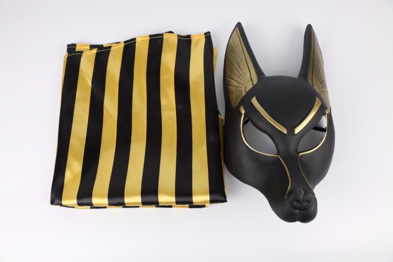 Topeng Wajah Cosplay Anubis Mesir PVC Canis Spp Kepala Serigala Jackal Alat Topeng Hewan Pesta Halloween Gaun Bola Mewah
