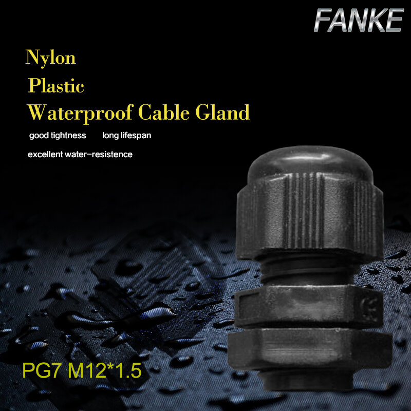 Conector de glándula de Cable de plástico de nailon impermeable M12 * 1,5, Cable de 3-6,5mm, color negro, IP68, venta al por mayor de fábrica, 1 unidad