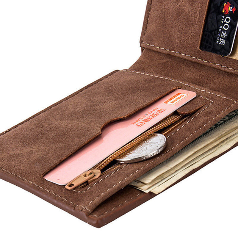 Nowy męski portfel ze skóry PU mody 2024 z portmonetka na zamek błyskawiczny małe portmonetki dolara cieńka torebka nowe portfel projektowe