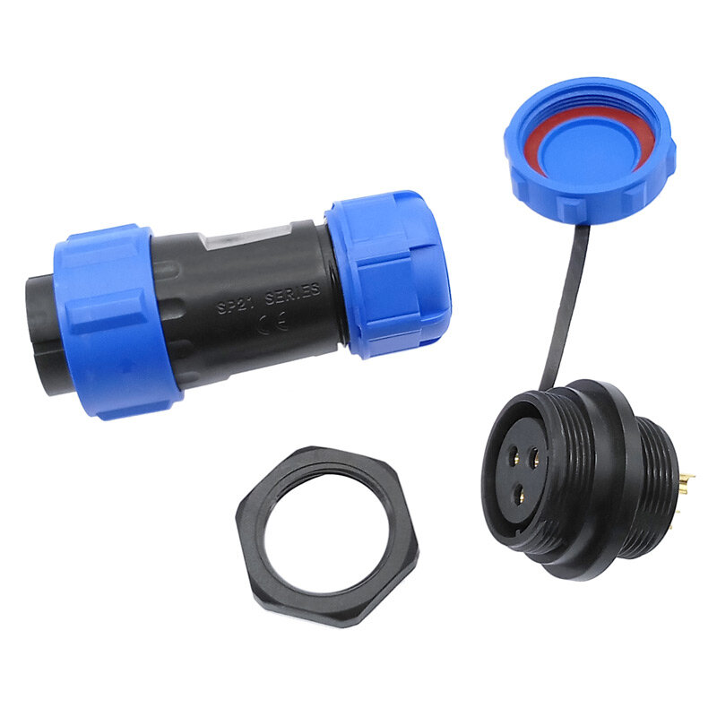 SP2110 SP2112 back nut waterproof connector SP21 2pin 3pin 4pin 5pin 7pin 9pin 12 pin IP68 connectors plug and socket