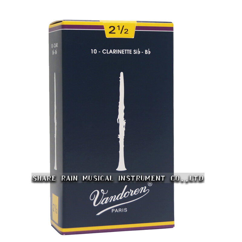 Kotak biru klarinet Bb tradisional Perancis asli Vandoren/Reed untuk kekuatan klarinet 2.0 #2.5 #3.0 #3.5 # kotak 10