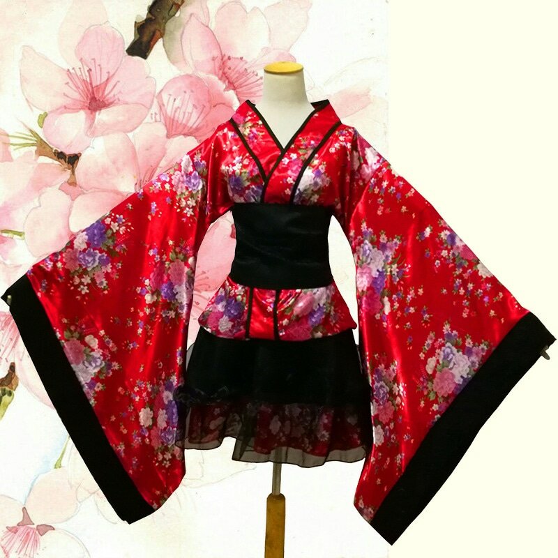 Kimono Sexy da donna Sakura Anime Costume Kimono giapponese stampa tradizionale Vintage Original tradizione Silk Yukata Dress S-XXXL