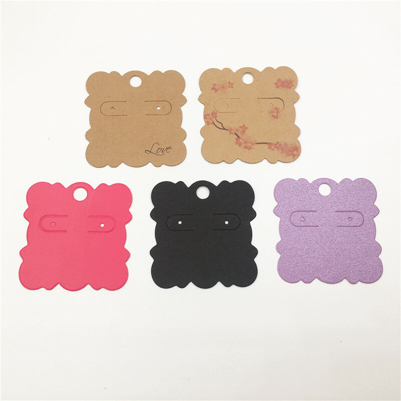 50pcs Fashion Kraft Paper Earring Cards 5x5cm Ear Studs Card Hang Tag Jewelry Display Earring Favor Prices Label Handmade Cards