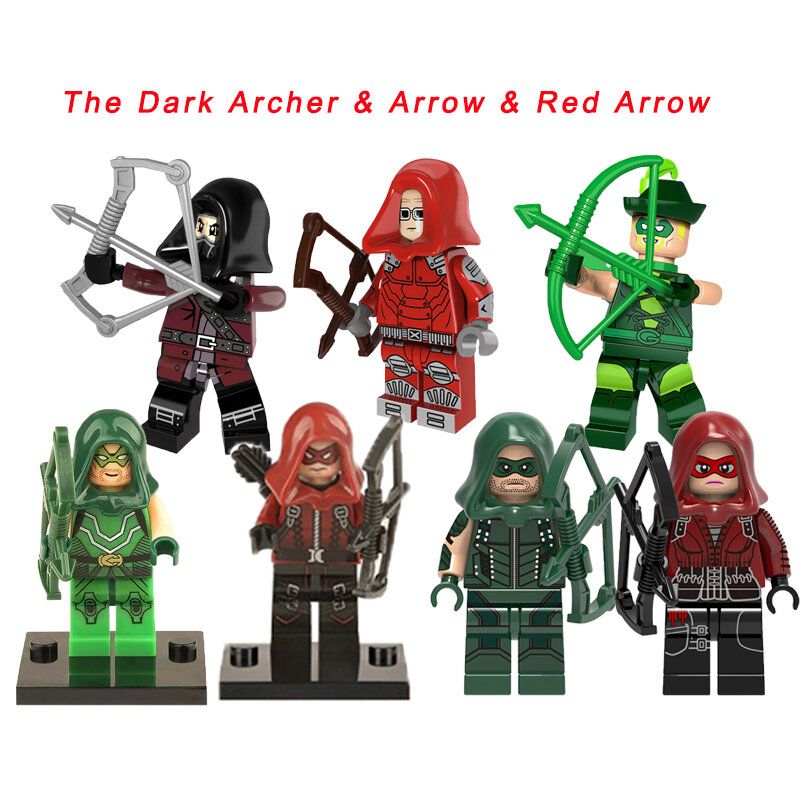 Legoelys seta vermelha/o arqueiro escuro/seta verde super-heróis emiko rainha arsenal vingadores oliver rainha blocos de construção brinquedos