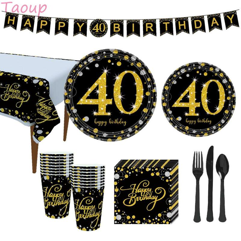 Taoup-decorador para bolo de feliz aniversário, decoração de bolos para adultos, suprimentos para decoração de bolo, aniversário, 10, 20, 30, 40, 50, 60