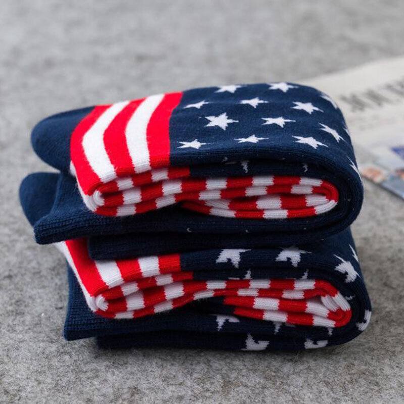 미국 국기 줄무늬 면 양말, 미국 국기 양말, 스포츠 양말, 1 쌍
