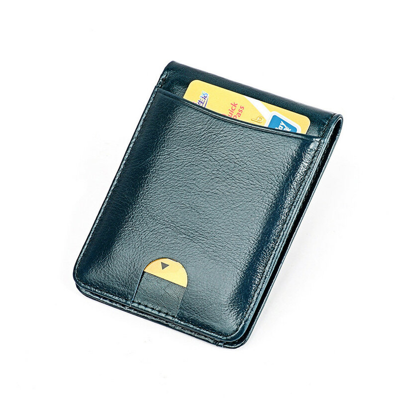 Porte-carte de crédit en cuir véritable support de carte Rfid portefeuille Vintage en cuir de vache antivol Rfid bloquant le porte-monnaie