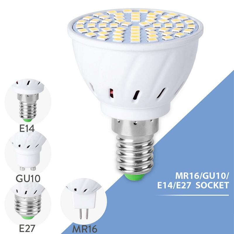 Bombilla LED para decoración del hogar, foco de 110V, 220V, 230V, E27, GU10, MR16, SMD2835, 48/60/80 LED