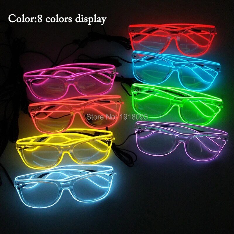 Óculos el wire com armações transparentes, óculos com som ativado, novidade de iluminação colorida, 5 peças