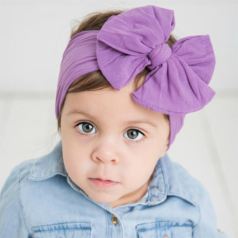 Baby Cute opaski dla dzieci Hairbands akcesoria do włosów Super miękki maluch Nylon Bow Knot dzieci dziewczyny opaska do włosów księżniczka nakrycia głowy
