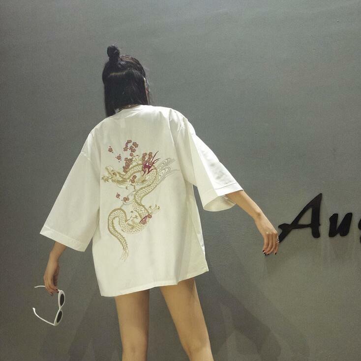 Dragon embroidery kimono cardigan