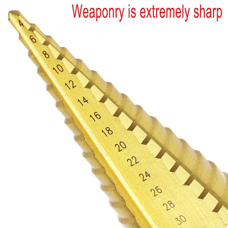 4-32mm The Pagoda Shape HSS Triangle Shank Pagoda Metal Steel Step Drill Bit Hole Cutter Cut Tool A Single Pack