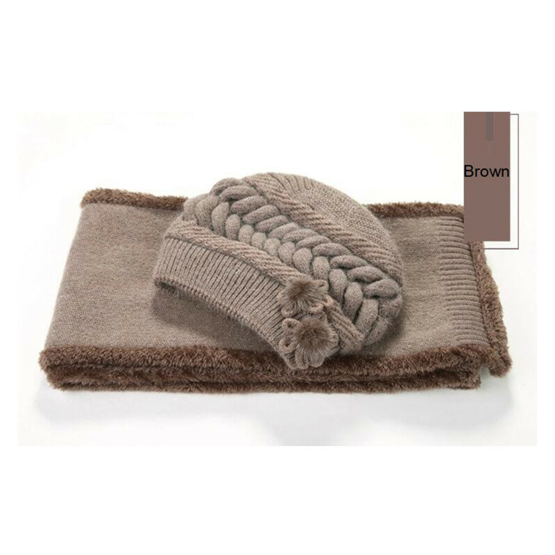 Gorro de punto de lana para mujer, bufanda suave elegante de mediana edad, regalo de Navidad para madre, cálido y cómodo, gorra de moda, H7164