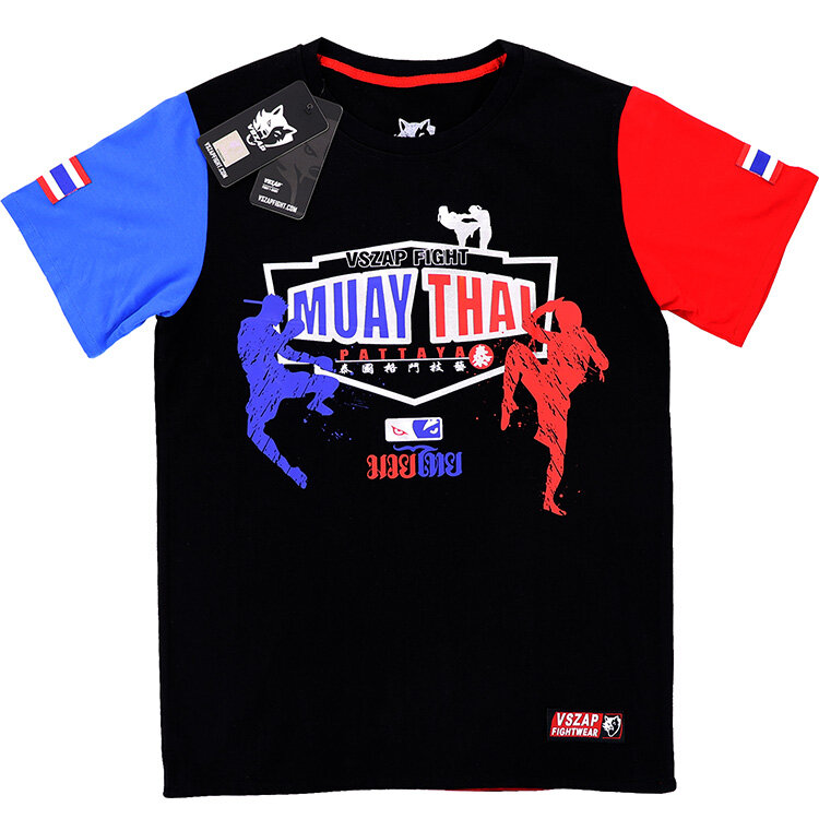 Camiseta masculina de muay thai mma vszap, camiseta de manga curta para luta, tigre, muay thai