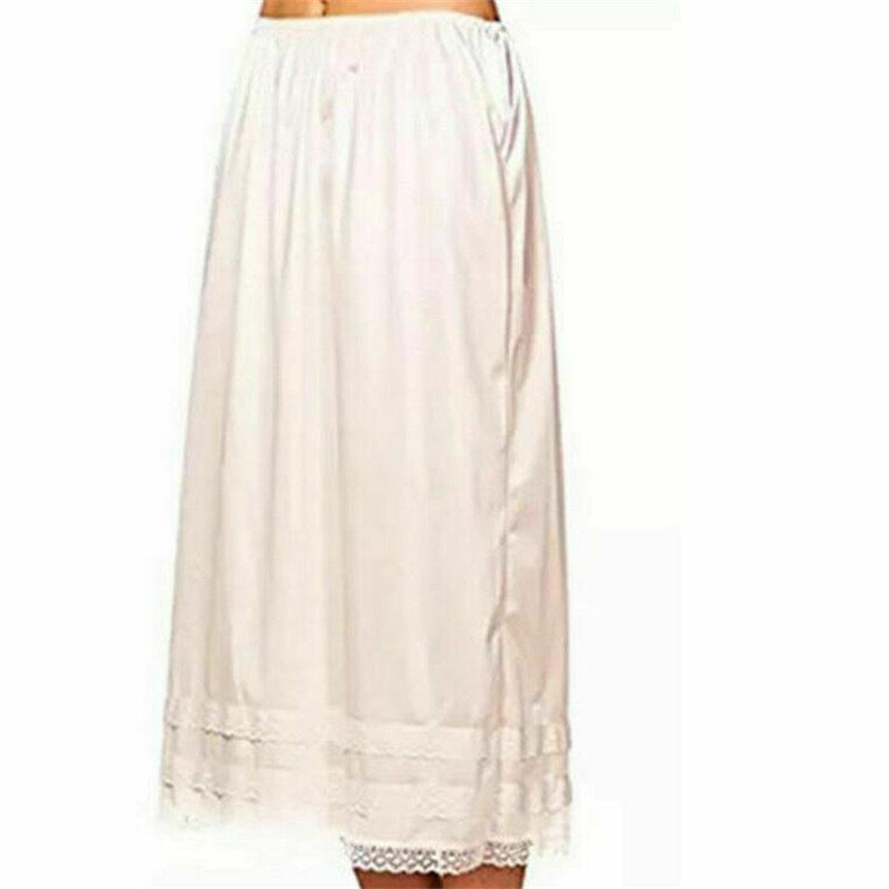 Feminino elástico cintura deslizamento senhoras das mulheres rendas saia longa underskirt petticoat extender gonne preto branco saias novo 2019
