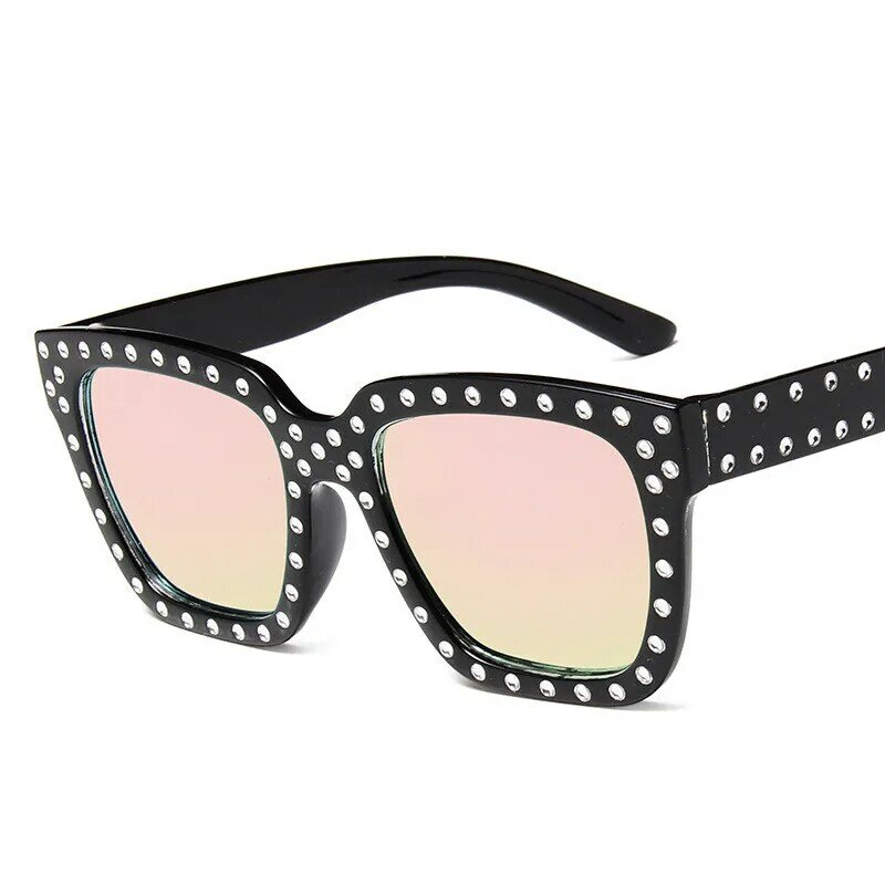 Óculos de sol grandes punk mercury, óculos de sol com imitação de diamante, para mulheres, quadrados, moda retrô