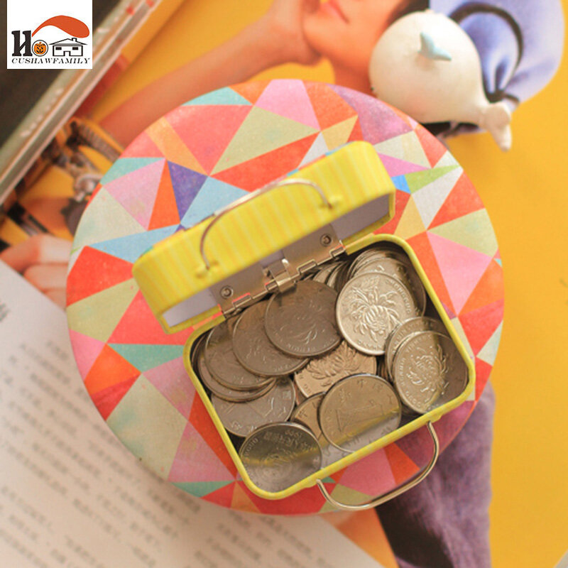CUSHAWFAMILY Europe type vintage suitcase shape candy storage box wedding favor tin box cable organizer container household