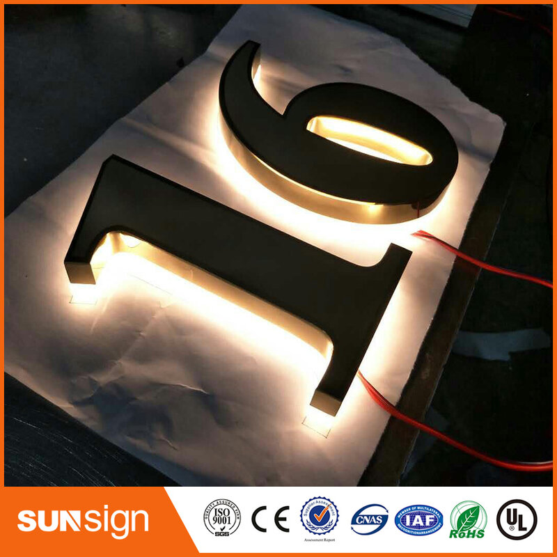 H 25cm SUS304 brushed house numbers custom backlit letters