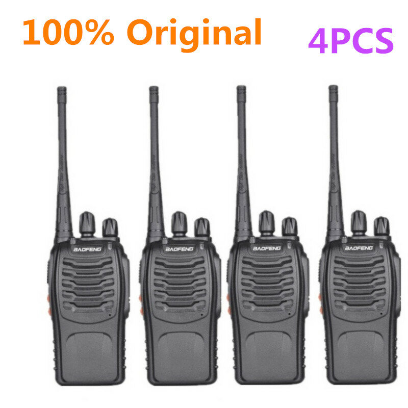 Baofeng-Mini walkie-talkie portátil, Radio CB, BF888s, 16 canales, UHF, transmisor, transceptor, 4 unids/lote, BF-888S