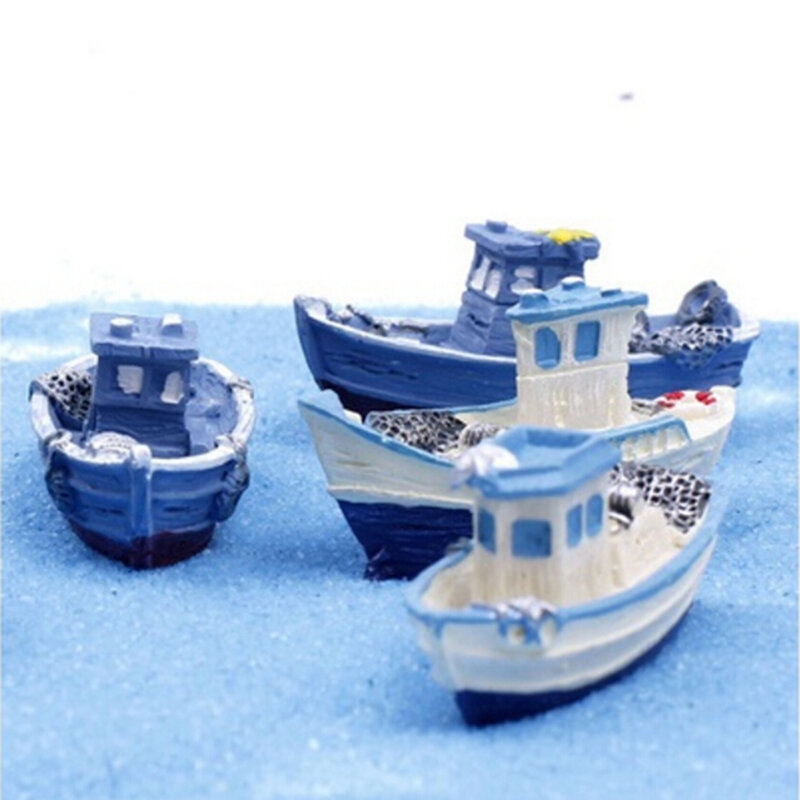 Shngki barco miniatura para decoração e jardim, mini artesanato miniatura com envio para iate barco de pesca, jardim das fadas e micro paisagismo, acessórios de decoração
