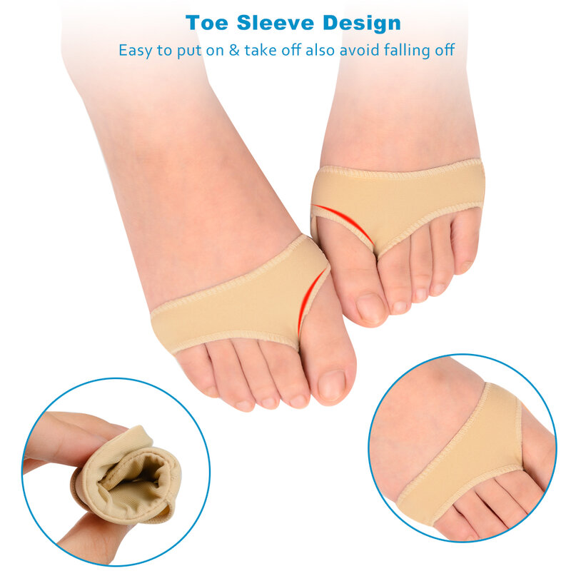 Sunvo Medical Forefoot Pads Sleeve for Hallux Valgus Corn Sore Calluses Bunion Pain Relief Metatarsal Foot Care Cushion Inserts