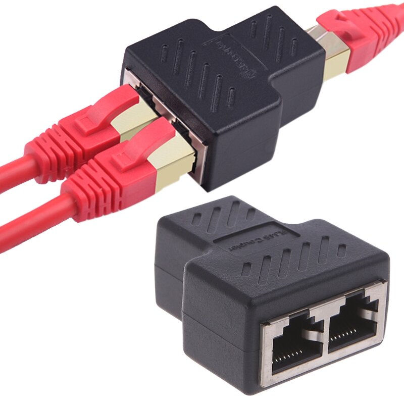 1 Untuk 2 Cara LAN Ethernet Jaringan Kabel RJ45 Wanita Splitter Adapter Konektor