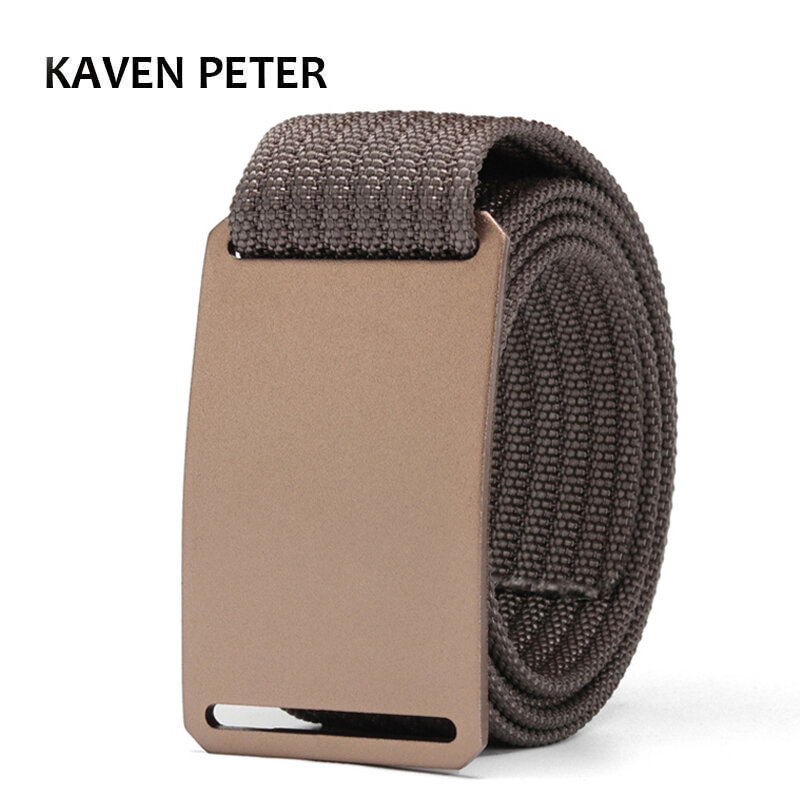 Cinturón militar con hebilla de aluminio para Hombre, cinturón táctico de lona de 1,5 pulgadas, de nailon, color marrón