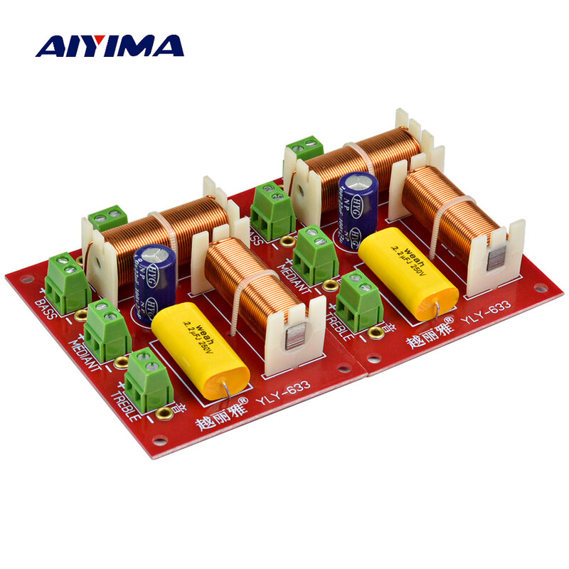 Aiyima 2 pçs 200w 3 vias de áudio alto-falante crossover agudos + midrange + graves independente crossover alto-falantes filtro divisor freqüência