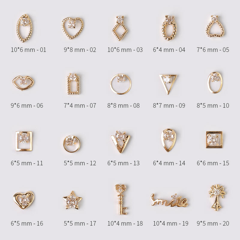 2pc gold 3d Rhinestone Rhinestone metal alloy jewelry Nail Art gems fashion glitter Zircon nail charms