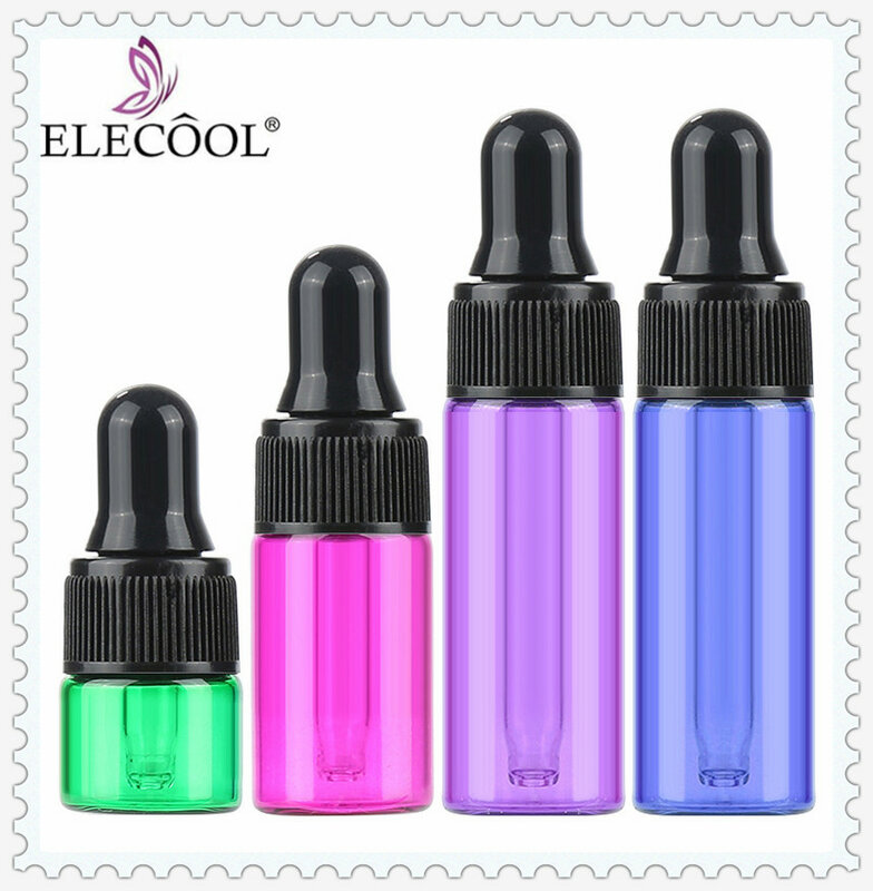 ELECOOL 10 piezas 3 ml/2 ml/1 ml Mini rellenable vacía maquillaje botella de vidrio con cuentagotas contenedor de almacenamiento de líquido de aceite esencial