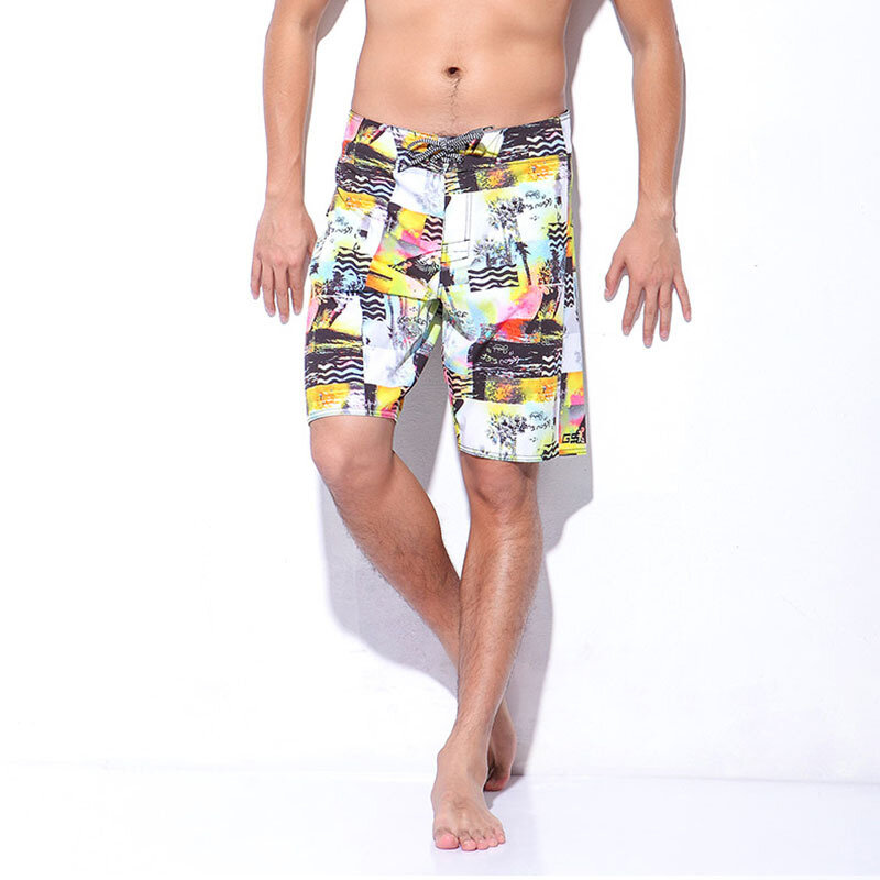 Gsou short masculino de praia e férias, nova oferta de verão na neve para homens, shorts soltos de secagem rápida, estampado com impressão, 2019