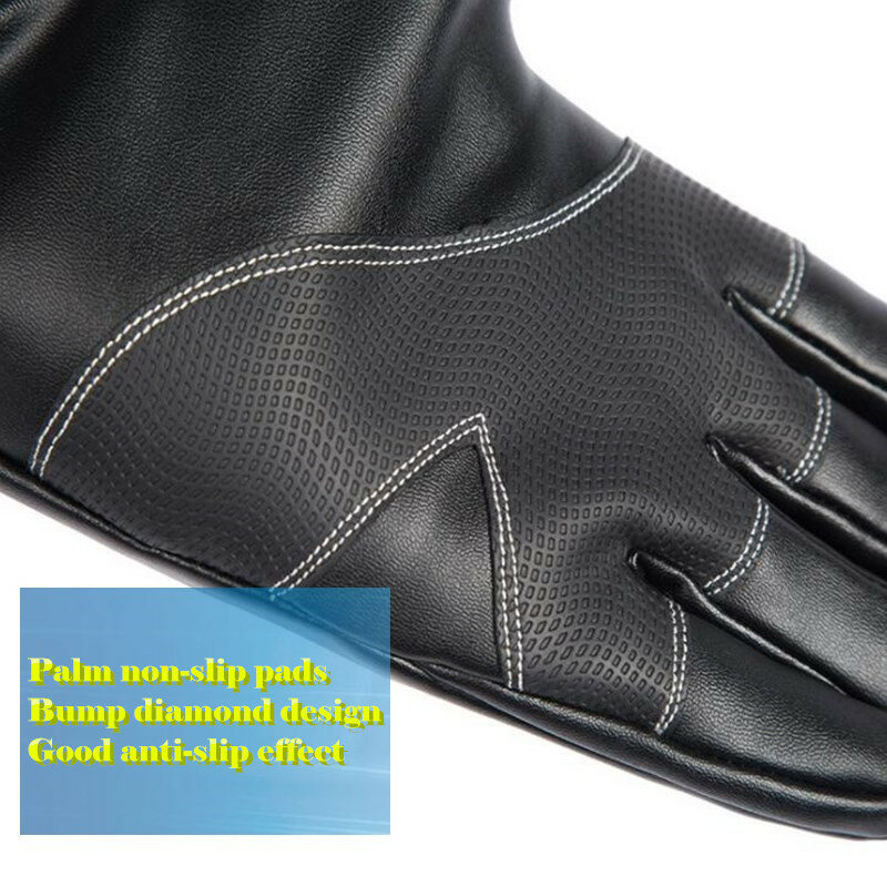 200p Unisex Winter Warm PU Leather 3-Finger Touch Screen Gloves,Gold Velvet,Waterproof,Sport Magic Hiking Ride Ski Runing Gloves