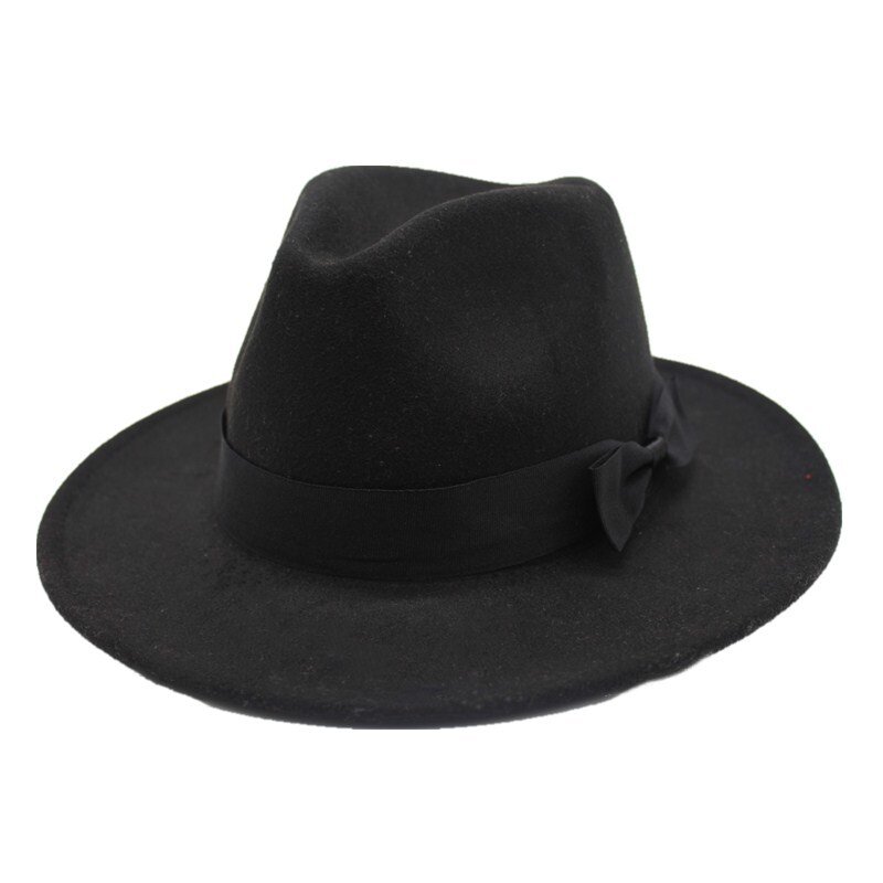 OZyc-Sombrero de fieltro de lana para hombre y mujer, sombrero de ala ancha, Estilo Vintage, Jazz, Unisex, color negro, Trilby, novedad de primavera, 2018