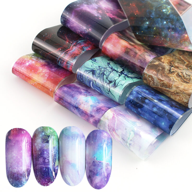 14Pc Nail Holographic Transfer Foil Gold Slider Shimmer Sticker For Wrap Adhesive Starry Manicure DIY Decoration Set Nail Paper