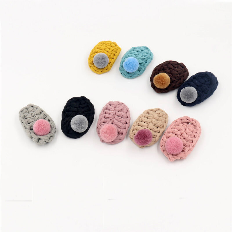 1PC Cute Pompom Mini Wool Ball Hair Clips For Baby Girls Children Lovely BB Clips Knitting Hair pin Kids Headwear Accessories