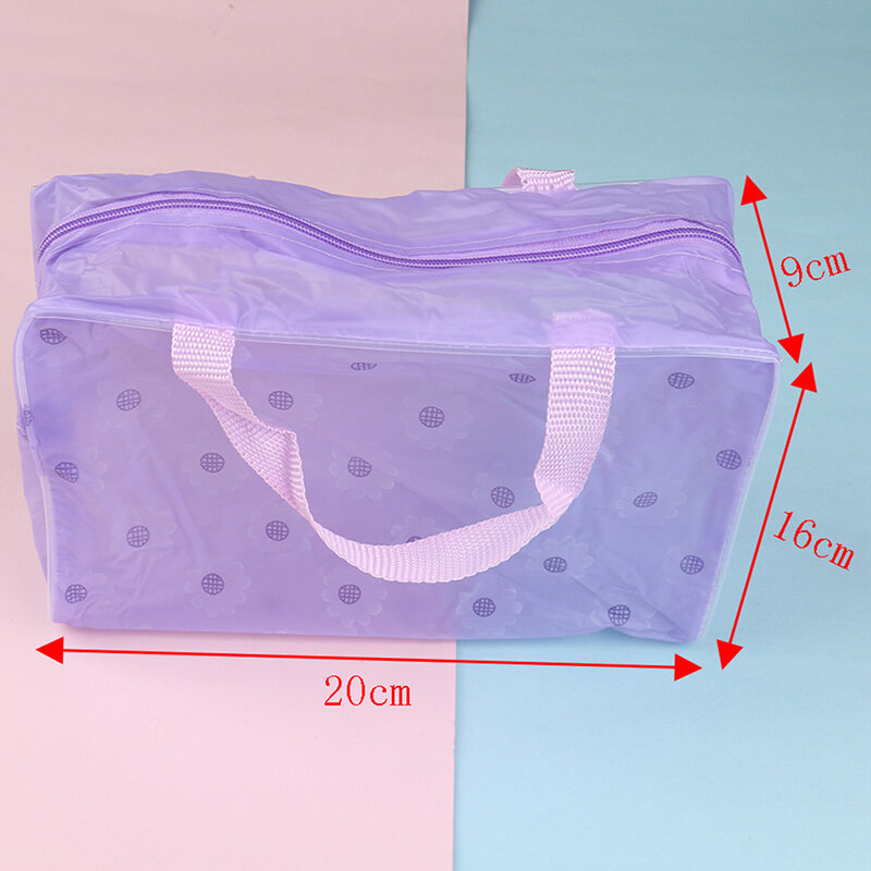Bolsa de maquillaje de viaje de plástico transparente, bolsa de aseo cosmético, bolsa con cremallera