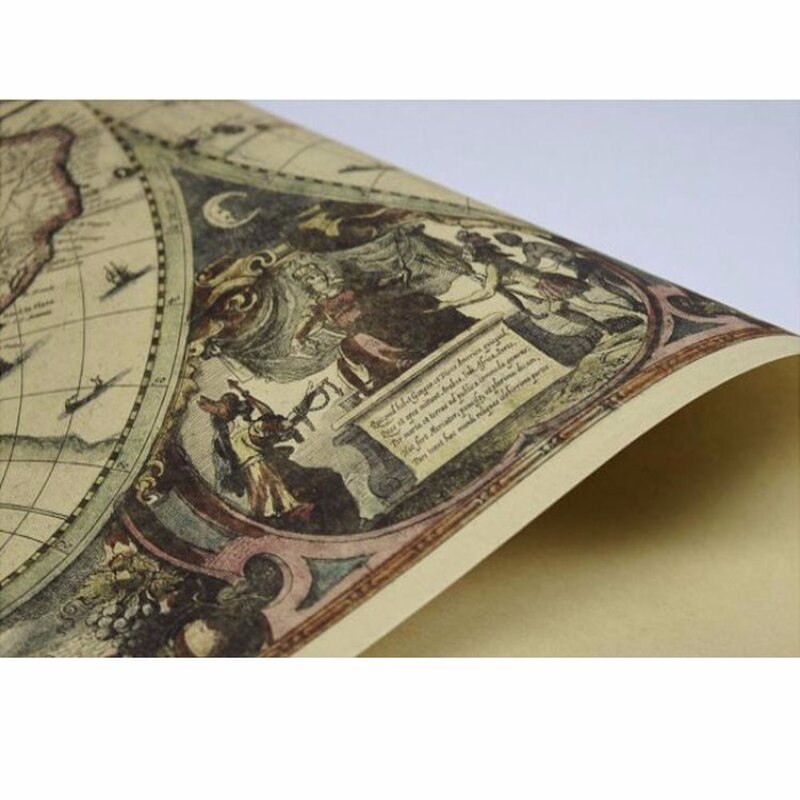 1 pz di Classic Retro Kraft-Paper Sailing Voyage mappa del mondo nautica per scuola e ufficio