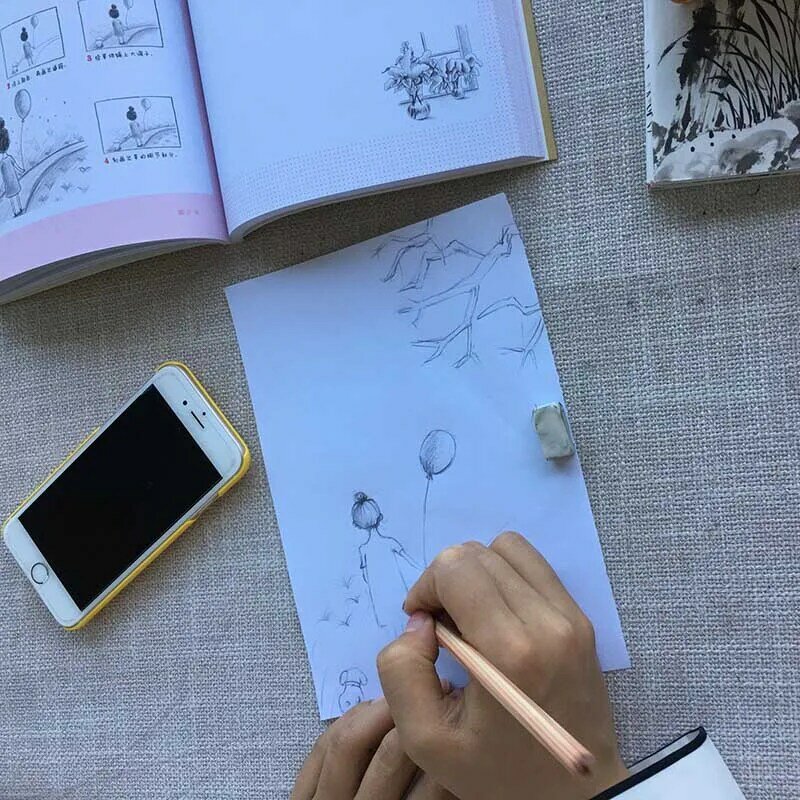 Книга-карандаш для обучения китайскому рисованию, учебник для скетчей с ручной росписью, для взрослых, три дня