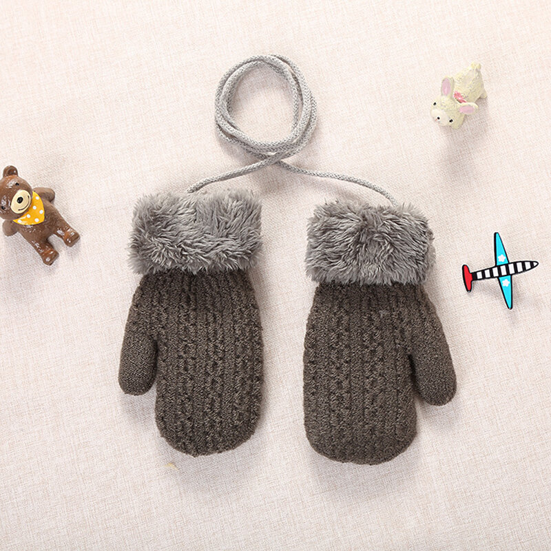Nouveau hiver bébé garçons filles gants chaud acrylique corde gants plein doigt enfants mitaines enfants tricot Plus épais mitaines 2-4 Y