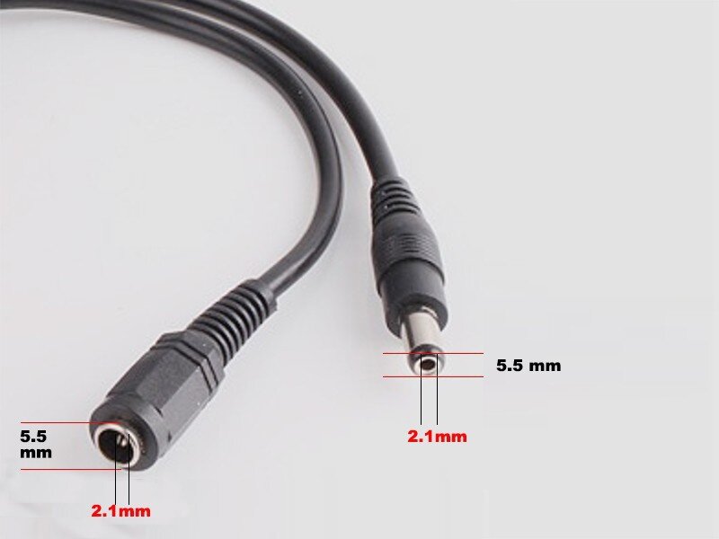 MISECU-Cable de extensión de alimentación CC, enchufe hembra a enchufe macho de 5.5mm x 2.1mm, para cámara de seguridad CCTV, negro, 16.5 pies 5m 10m cable eléctrico