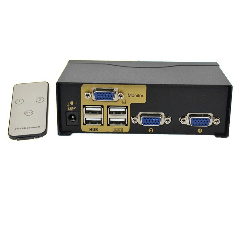 USB Kvm Switch VGA Splitter Schalter Adapter Drucker Verbinden Tastatur Maus 2 Buah Verwenden 1 Monitor dengan Kabel